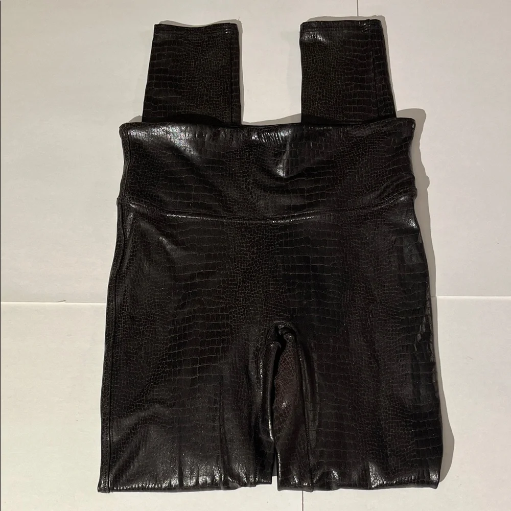 SPANX Deep Brown Snake Animal Skin Print Full Length Leggings Pants Small Fall